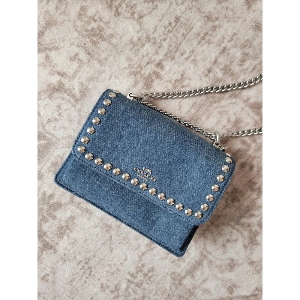 Coach Denim Rivets Crossbody Bag CN509 Studded Chain Shoulder Purse NWOT Y2K